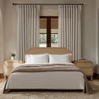 Extra Wide Curtains 60 Inch Width 84 Inches Long for Living Room Bedroom Light Filtering Semi Sheer Farmhouse Pleated Curtain Hooks Rings for Patio Sliding Door Large Window Burlywood Taupe 1 Panel