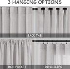 Grey Linen Textured 96 Inch Curtains 2 Panel Set Back Tab Rod Pocket Sheer Light Filtering Boho Room Decor Aesthetic Curtains Burlap Look Curtain Drapes for Living Room Bedroom 8Ft 40x96 Inch