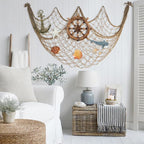 3 Pack Fish Net Decorations - 80x40'' Brown Decorative Fishing Nets Wall Decor Table Runner Ceiling Net, 3mm Natural Cotton Fish Netting for Pirate Under The Sea Nautical Beach Theme Party Decorations
