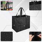 2 Pcs Foldable Reusable Grocery Bags With Reinforced Bottom & Handles, Heavy Duty Shopping Bags For Groceries, Black