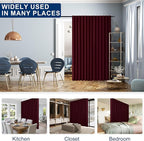 Hiasan Christmas Blackout Patio Sliding Door Curtain Extra Wide Thermal Insulated Privacy Room Divider Curtain with Back Tab & Rod Pocket for Bedroom Partition Glass Door (100 x 84 Inches, Burgundy)
