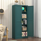 Kitchen Pantry Cabinet, 71 Inch Tall Metal Pantry Cabinet with Doors and Adjustable Shelves, Freestanding Food Cupboard, Storage Cabinets for Dining, Living Room, Green-Teal, Assemble Required