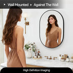 30x20 Mirror Runway Oval Wall Mounted Aluminum Alloy Metal Frame Rectangle Mirrors for Entryway Bedroom Bathroom Living Room 30 20 inch Black