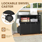 Mobile Filing Cabinet with Lock,Metal Lateral File cabinets Printer Stand with Storage Cabinets for Home Office,A4/F4/Letter (Black)