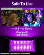 100W LED Black Lights IP66 Waterproof Black Light Outdoor with 5.9ft Plug+Switch,Flood Blacklight for Halloween Glow in The Dark Party Stage Light Neon Glow Birthday 2 Pack