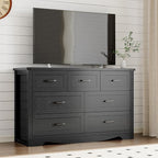 7-Drawer Dresser for Bedroom, Modern Wooden Chest of Drawers with Metal Handles, Anti-Tipping Design, Sturdy and Stable Storage Organizer for Living Room, Entryway, Home Office
