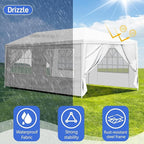 10x20 FT Party Tent, Outdoor Wedding Tents for Parties, Canopy Event Tent with 6 Removable Sidewalls, Waterproof Gazebo Shelter for Birthday Parties, Weddings, BBQs & Events (10X20FT-6Sides White)