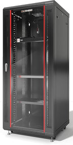 Sysracks - Server Rack – Wall Mount Rack - Locking Cabinet for Network - Electronics - Security - Audio - Video - AV Equipment - Data Rack - Legs/Power Strip/Shelf/Fan - 24-Inch Deep (27U)
