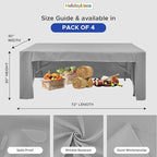HolidayIdeas Open Back Fitted Tableclothss for 6 Foot Rectangle Table, Wrinkle Resistant Washable Table Covers 72x30 Inch for Craft Fairs, Banquets, Trade Show Display, Siver Grey,4 Pcs