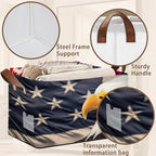 Eagle American Flag Storage Basket Large 17x11.5x10.5 Inches - Patriotic Collapsible Organizer Bin with Handles for Home,Closet,Toys - Foldable Decorative Hamper with USA Flag Design - Single Pack