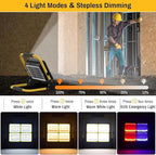 Solar Work Light Rechargeable Spotlight with Stand, MASMEJOR Rechargeable Worklight 12000mAh/ 10000LM/ 336 LEDs/ 4 Lighting Modes, LED Work Light for for Outdoor Camping, Yard, Garage, Hiking
