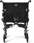 Medline Ultra Lightweight Transport Wheelchair for Adults, Foldable, 19-Inch Seat Width, Black Frame, Black Upholstery