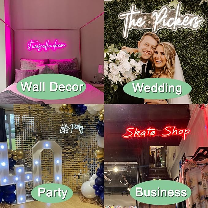 Custom Neon Sign Wedding, Binager Customize LED Neon Name Sign Decoration, Dimmable/RGB Light Sign Personalized for Shower Reception Birthday Event Business Shop Bar Backdrop Bedroom Wall Decor Gifts