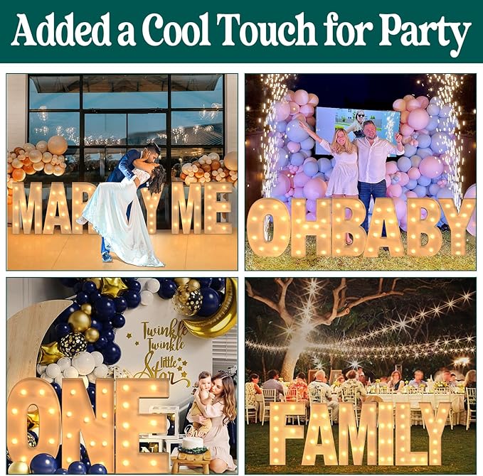 Marquee Letters 3 Feet Tall, 3FT Large Light up Letters E, Big Sign E with Warm White Light for Birthday Wedding Proposal Engagement Graduation Party Backdrop Decorations