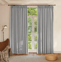 Textured Linen Double Pleated 100% Blackout Curtains for Bedroom/Living Room Blackout Curtains 96 Inches Long, Energy Saving Window Treatment Curtains,52Wx96Lx2,Grey