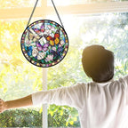 Stained Glass Window Hanging, Colorful Butterfly Suncatcher for Doors Home Sun Catchers Decoration and Christmas, Mother's Day Birthday Gifts for Women, Men, and Mom 7.8 in