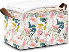 Storage Bin with Handles, Forest Pink Flamingo Collapsible Laundry Baskets for Books, Laundry - Use in Nursery, Closet Organizers and Storage, Blanket Basket