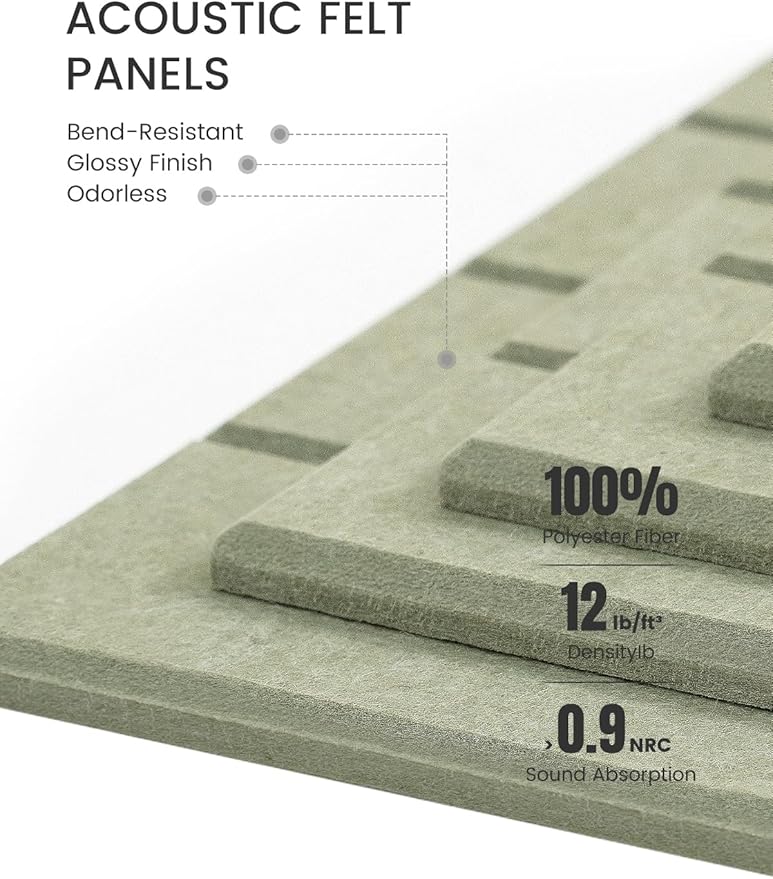 Felt Bulletin Board Tiles Large 48" x 36" Cork Board Alternative-12 Pack with 70 Adhesive Tabs, Thick Slat Wall Panels for Office Decor, Push Pin Board Wall Organizer Alternative -Sage