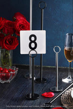 New Star Foodservice 27693 Ring Clip Table Number Card Holders, w/Number Cards, 1 to 24, Set of 24, 8-Inch, Black Stand