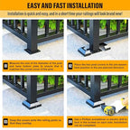2.5"x2.5"（Actual: 2.5"x 2.5"） Deck Post Base Cover Decorative Post Base Trim Skirt Black Aluminum 2Pack
