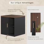 File Cabinet Under Desk Storage Cabinet with Door, Printer Stands with Open Adjustable Shelves, 23" Tall End Side Table for Office, Living Room, and Study, Black Walnut