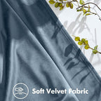 MIULEE Stone Blue Velvet Curtains 84 inches Long, Pinch Pleated Blackout Drapes with Hooks, Thermal Insulated Pinch Pleat Panels for Bedroom Living Room, 2 Panels