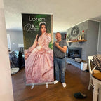 TFEN-Made in USA-Custom Aluminum Retractable Banner 23"x66", with Stand Roll up Banner for Business, Trade Shows, Stores, Advertising, Events, Custom Banners Personalized