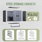 Metal Garage Cabinet, Storage Cabinets, Floating Garage Tool Cabinet with 2 Doors and Adjustable Storage Shelves, Heavy-Duty Tool Organizer for Warehouse, Basement, Kitchen
