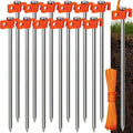 Tradesparker Tent Stakes 12-Pack 10Inch Heavy Duty Garden Stakes Canopy Anchors Double-Sided Hook Design - Includes Ropes for Camping Tents, Pop Up Canopies and Outdoor Events, Orange