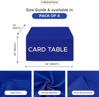 HolidayIdeas Card Table Covers Fitted Square 34x34 Inch, Wrinkle Resistant Washable Small Square Tablecloth 3 Ft for Folding Table, Royal Blue, Set of 4