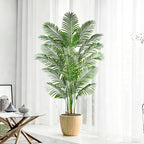 Artificial Palm Tree 7FT Artificial Plants Indoor Tropical Fake Palm Tree Areca Floor Plant in Black Pot with 18 Trunks & Real Bark Design, Faux Palm Plant for Outdoor Patio Home Room Office Decor