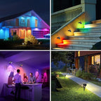 1500LM LED High Brightness Outdoor Landscape Lighting 15W RGB Color Changing Landscape Lights Remote Control Spot-Lights with Plug in IP66 Waterproof Flood Light for Garden-4 Packs