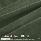 108 Inch Linen Pleated Curtains 2 Panels Set for Living Room Bedroom Farmhouse Cotton Rustic Farmhouse Back Tab Memory Trained Pinch Pleat Window Curtain Olive Green 108 Inch Length for Office 9FT