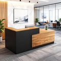 L-Shaped Reception Desk with Counter and Lockable Drawers and Storage Tall Modern Front Desk Reception Counter for Checkout Lobby Beauty Salon A Right 71inch/180cm