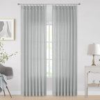 Vision Home Gray Pinch Pleated Semi Sheer Curtains Textured Light Filtering Window Curtains 84 inches for Living Room Bedroom Silver Grey Pinch Pleat Drapes with Hooks Back Tabs 2 Panels 40" Wx84 L