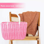 Cabilock Market Basket Woven Straw Basket African Basket Straw Beach Bag Reusable Grocery Shopping Bag Tote Bag Big Capacity Travel Tote Purse