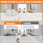 Pawtners Retractable Baby Gates Extra Wide, 41" Tall Extends up to 120" Wide, Dog Gate Indoor with Cat Door for Stairs, Pet Gate with Support Rods for Doorways Hallways Indoor & Outdoor-White