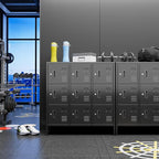 Aobabo 9 Doors Metal Storage Locker for Employees, Steel Storage Locker with Lock and Card Slot, for Home, Office, School, Gym, Require Assembly, Black