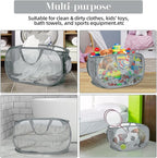 4 Pack Collapsible Laundry Baskets, Foldable Laundry Basket with Pocket, Durable Pop Up Hampers, Reinforced Handles Dirty Clothes Hamper for Laundry, Bedroom, Bathroom, Dorm, Travel or Camping Grey