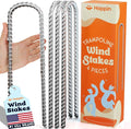 Happin® 12 Inch Heavy Duty Ground Anchors, Garden Stakes U Hook, Tent Stakes Heavy Duty, Chain Link Fence Anchors, Ground Anchors Screw in, Yard Stakes, Galvanized Steel, (4 Pack, Silver)