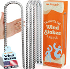Happin® 12 Inch Heavy Duty Ground Anchors, Garden Stakes U Hook, Tent Stakes Heavy Duty, Chain Link Fence Anchors, Ground Anchors Screw in, Yard Stakes, Galvanized Steel, (4 Pack, Silver)