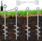 30 inch Ground Anchor Heavy Duty Earth Anchors Set Screw in for Mobile Home, Swing, Tent Trampoline Anchors Wind Resistant Tree Stakes and Supports with Drill Socket, 4 Pack