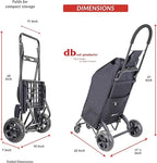 dbest Products Trolley Dolly Rover with Bag, 4 Wheeled Grocery Shopping Cart Push Folding Utility Hand Truck Swivel Wheels Garden Lightweight Luggage Carrito de Compras Plegable