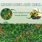 Artificial Grass Wall Panels, 40"x120" (33.33 sqft) Boxwood Wall Roll with Tropical Leaves, Faux Greenery Privacy Fence Screen, Grass Backdrop for Outdoor Indoor Garden Birthday Wedding Decor