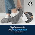 Premium Boot & Shoe Covers Disposable Booties - 50 Pack - Durable, Non-Slip, Non-Toxic, Water Resistant, Recyclable Protectors for Indoor & Outdoor - Large Size Fits Most Shoes