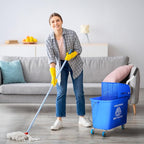 HOMCOM Compact Mop Bucket with Wringer on Wheels for Floor Cleaning, 21 Quart, Separate Dirty and Clean Water, for Home, Apartment, Blue