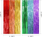10 Pack Rainbow Party Backdrop Streamers Decorations Colorful Foil Fringe Curtains Metallic Tinsel Backdrop for Birthday First Day of School Engagement Baby Shower Christmas Holiday Party Decor