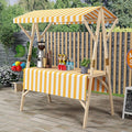 Outdoor Vendor Cart Foldable, Vending Stand Kiosk Display Trolley with Canopy, Selling Food Booth Concession Shelf, for Market Street Food & Events(Yellow,150cm/59in)