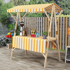 Outdoor Vendor Cart Foldable, Vending Stand Kiosk Display Trolley with Canopy, Selling Food Booth Concession Shelf, for Market Street Food & Events(Yellow,150cm/59in)