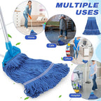 16 Pcs Commercial Mop Head Replacements 27.6 Inch Blue Looped End Heavy Duty Mop Heads Cotton String Industrial Cleaning Washable Mophead Refills for Commercial Industrial Home Cleaning